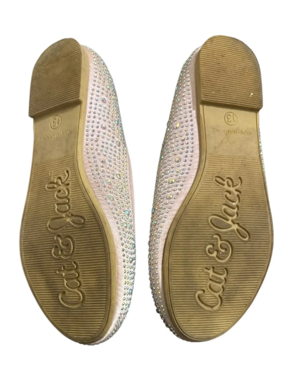 Cat & Jack Blush Pink Jewel-Embellished Ballet Flats